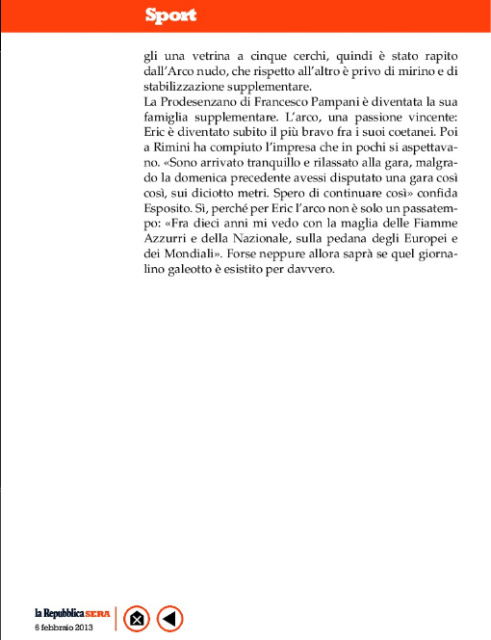 L'ultima pagina dell'articolo di Repubblica Sera su Eric Esposito