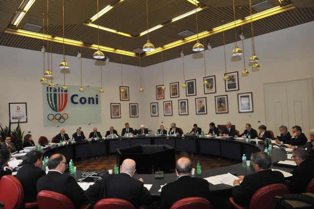 I lavori federali nella Sala Giunta del CONI