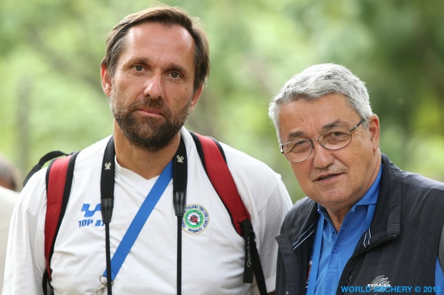 Il responsabile tecnico della Nazionale Campagna e 3D Giorgio Botto e il Presidente Fitarco Mario Scarzella al seguito degli azzurri ai World Games di Cali (Col)