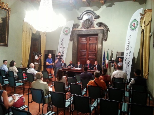 Uno scatto della conferenza stampa svoltasi nel Salone d'Onore della sede della Regione Umbria a Perugia