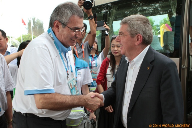 Giochi Olimpici Giovanili: il Presidente CIO Thomas Bach alle finali del tiro con l'arco 