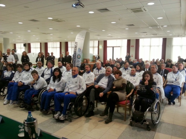 La Nazionale Para-Archery all'O.I.C. Padova col Presidente CIP Pancalli