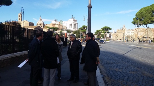 Il sopralluogo in Via dei Fori Imperiali