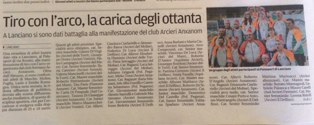 Abruzzo: i giornali celebrano la gara di Lanciano