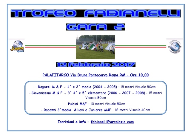 Domenica a Roma torna il Trofeo Fabianelli