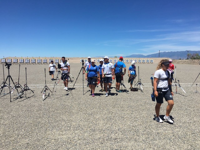 La squadra maschile durante i tiri di prova