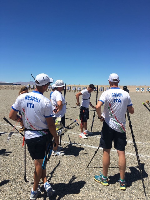 La squadra maschile durante i tiri di prova