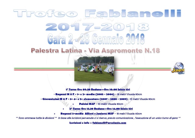 Seconda tappa del Trofeo Fabianelli a Latina domenica 28 gennaio