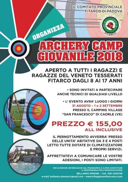 In Veneto l’Archery Camp Giovanile 2018