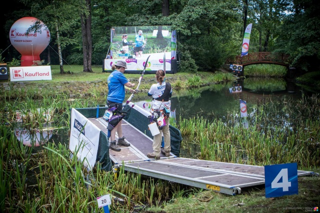 Cinzia Noziglia nella finale oro arco nudo ai World Games di Wroclaw 2017 - Foto World Archery