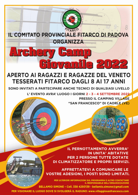 Veneto: a settembre l'Archery Camp Giovanile